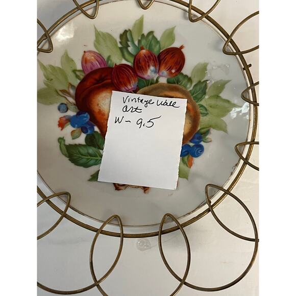 Vintage Japan decorative wall art plate Pears and berries 1970s euc - Picture 3 of 3